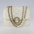 Luxe Pearl-Embellished Quilted Crossbody Bag