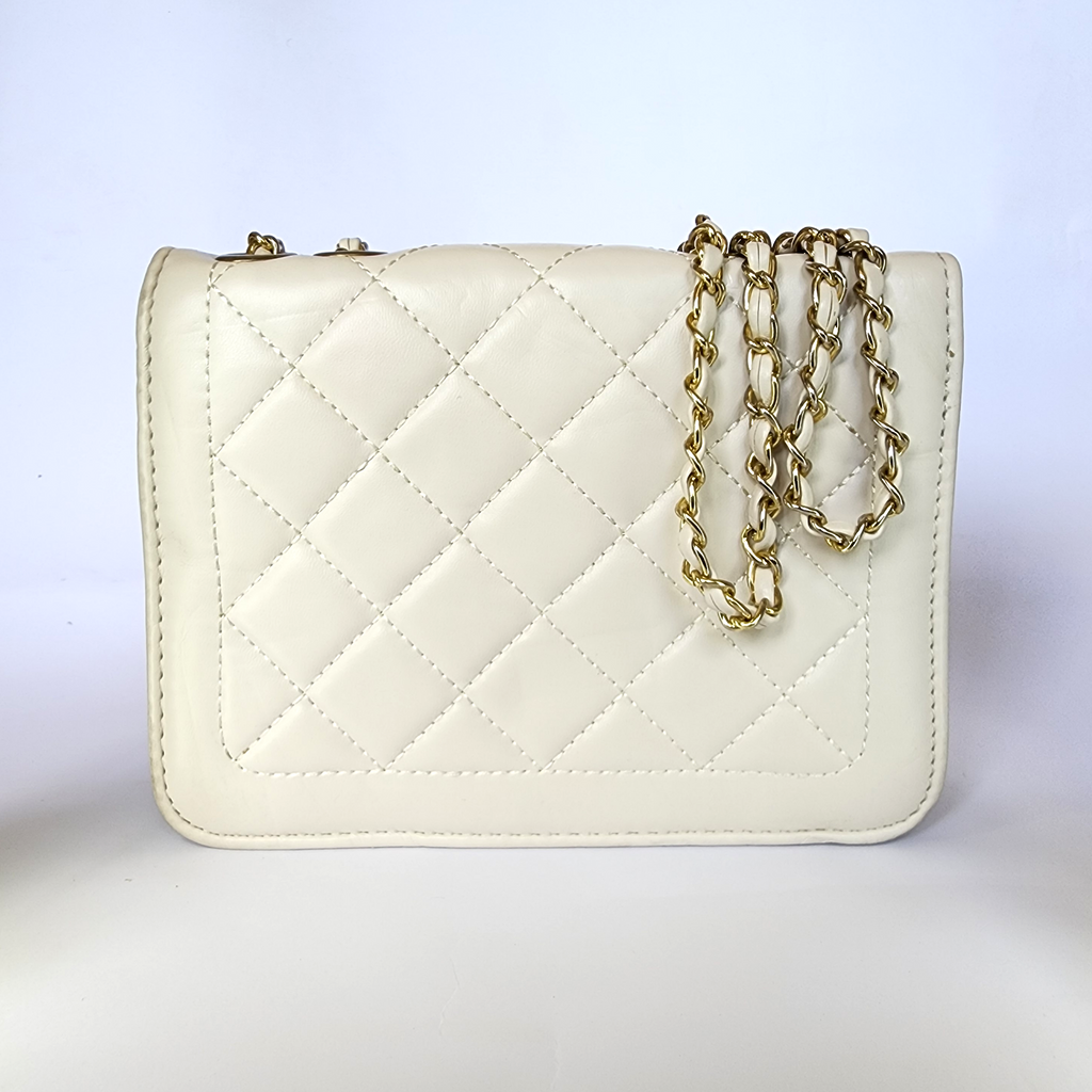 Luxe Pearl-Embellished Quilted Crossbody Bag