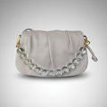 Soft Cloud Dumpling Bag with Crystal Bead Chain