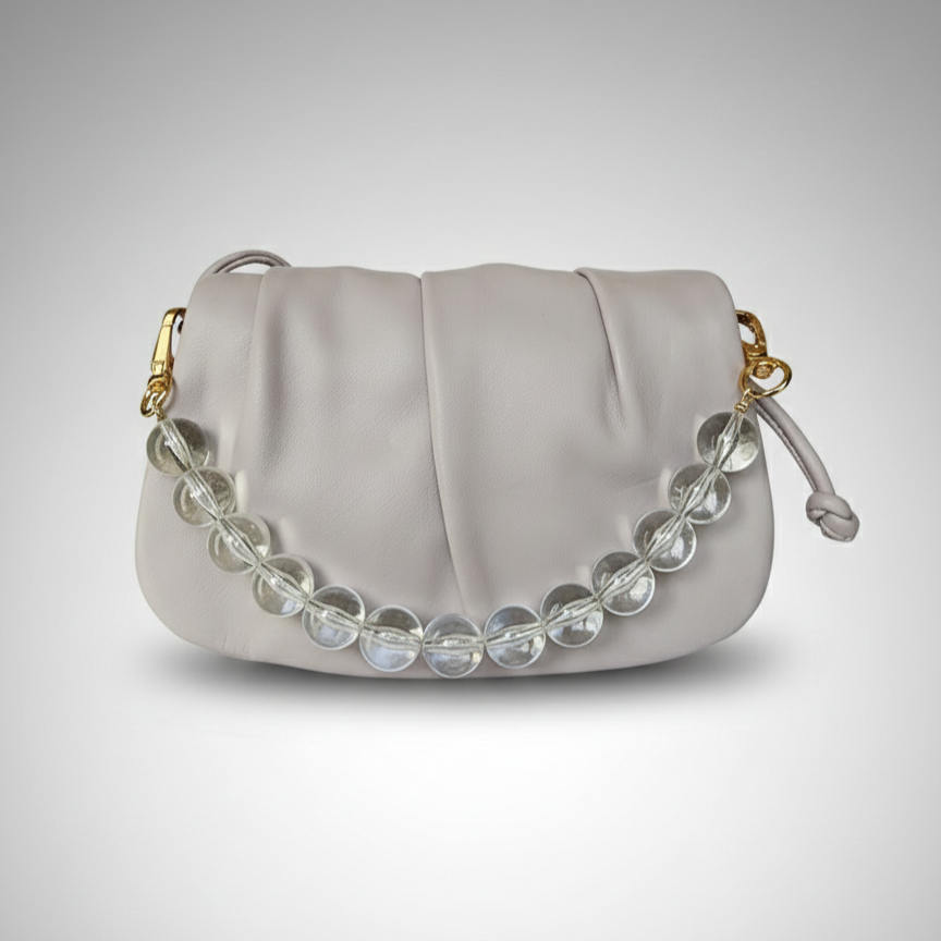 Soft Cloud Dumpling Bag with Crystal Bead Chain