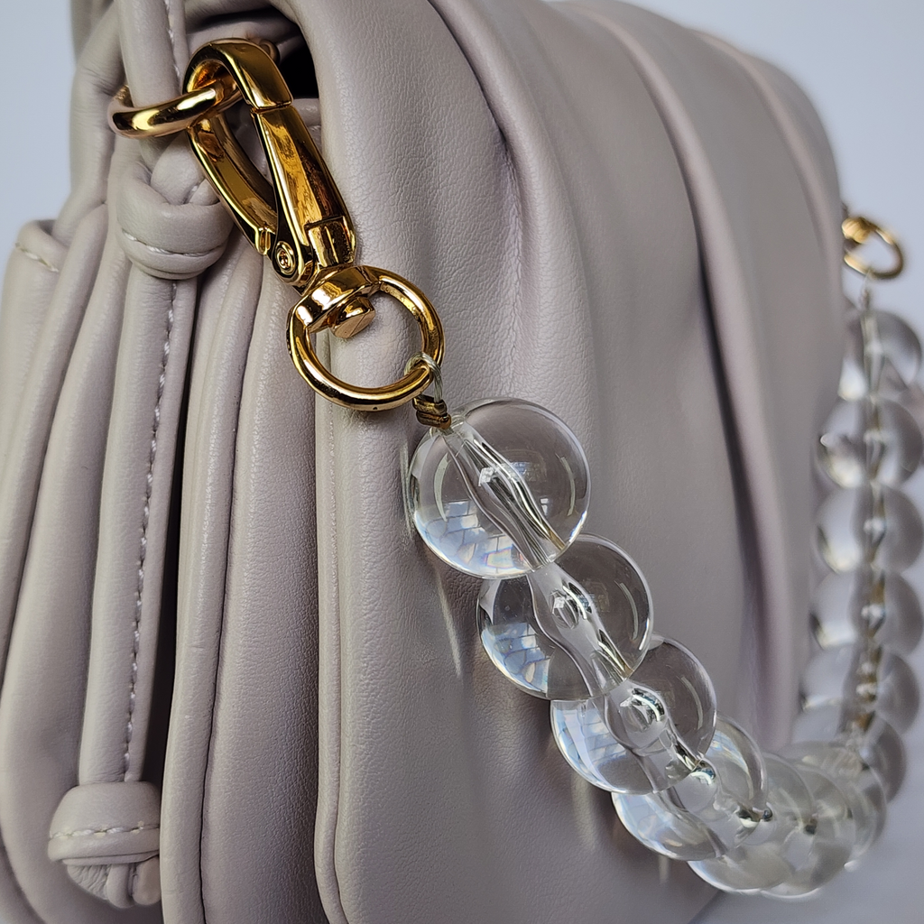 Soft Cloud Dumpling Bag with Crystal Bead Chain