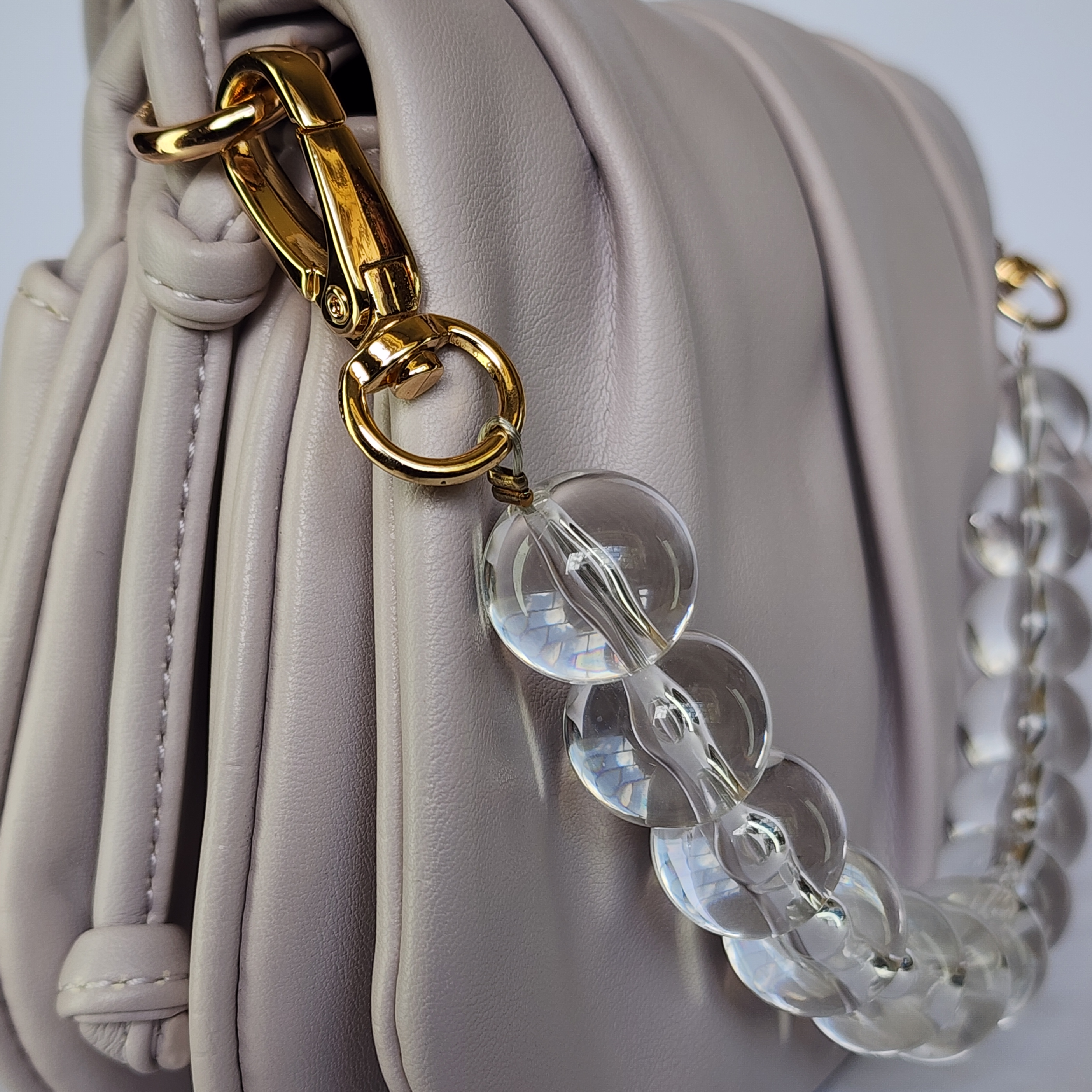 Soft Cloud Dumpling Bag with Crystal Bead Chain