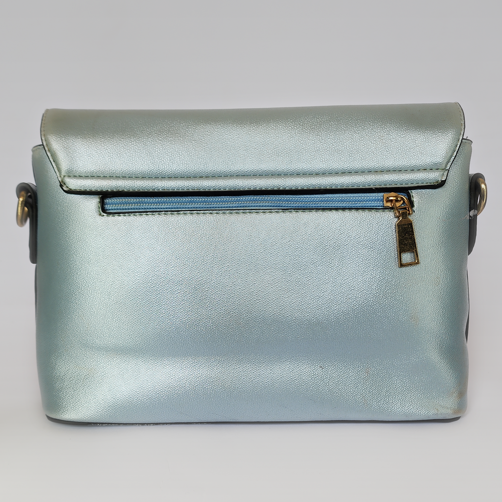 Iridescent Two-Tone Satin Flap Bag