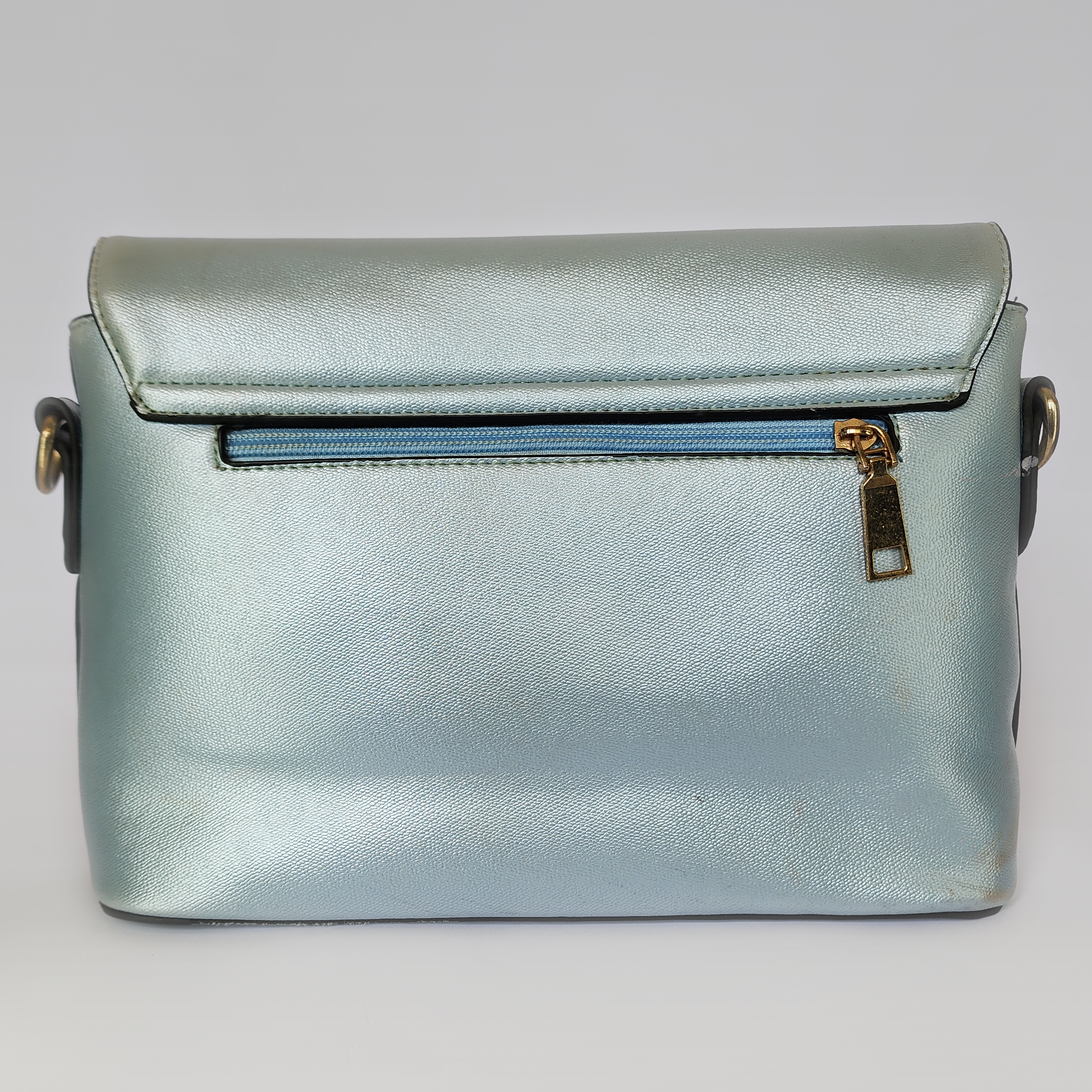 Iridescent Two-Tone Satin Flap Bag
