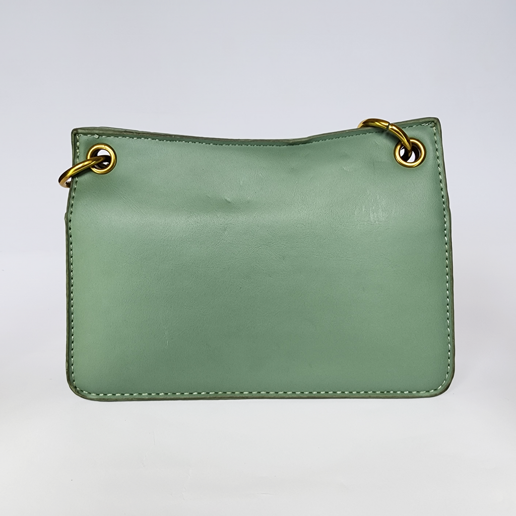 Mint Green Crossbody Bag with Gold Chain Strap