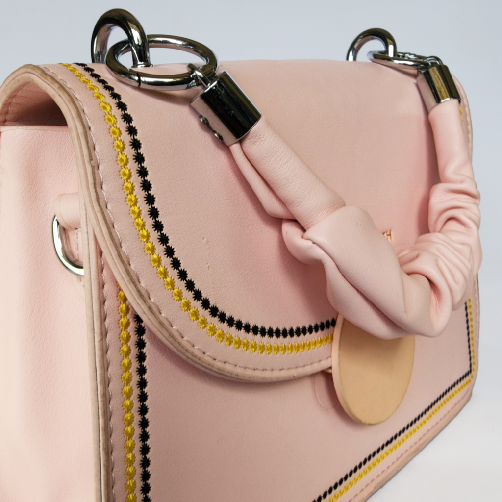 Charles & Keith Embroidered Flap Bag in Soft Pink