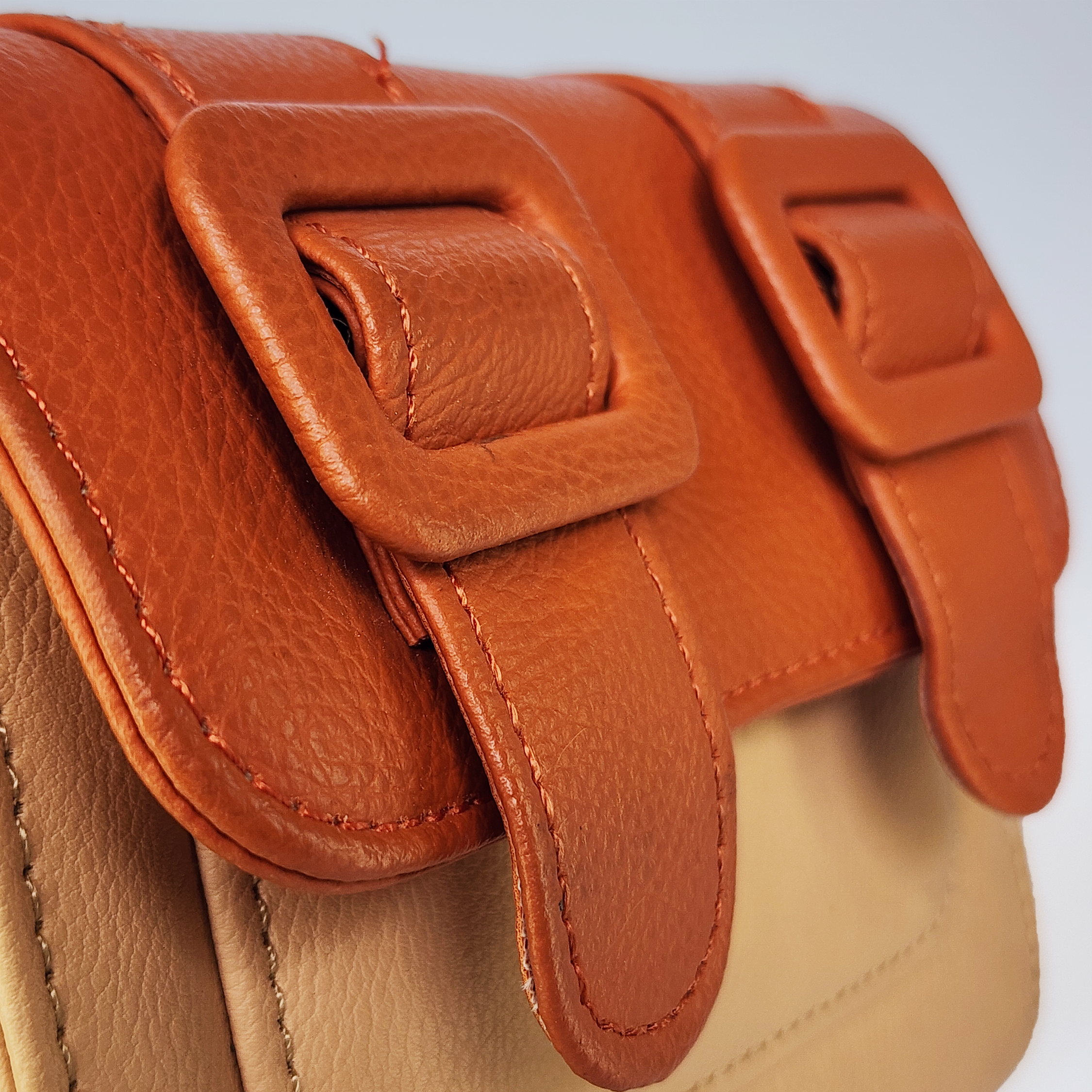 Terracotta & Tan Pebbled Box Bag