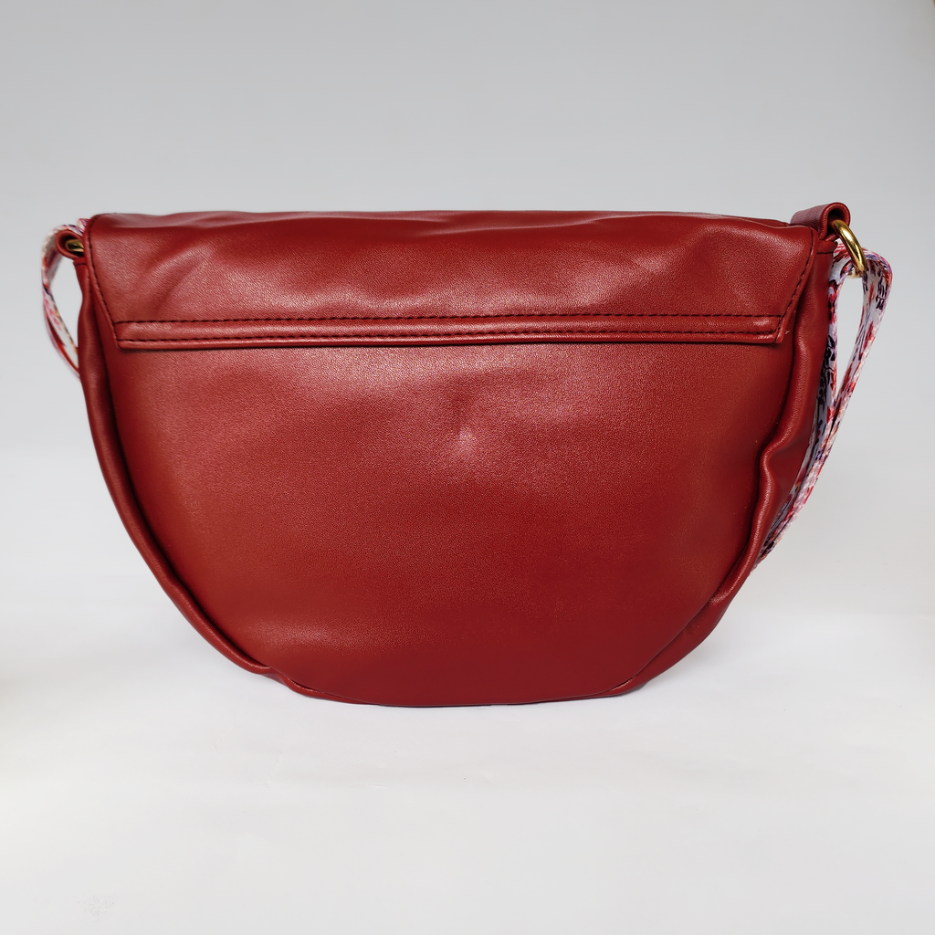 Anna Sui Burgundy Moon Bag with Bold Bird & Floral Strap