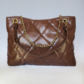 Brown Quilted Chain Tote Bag – Timeless Elegance