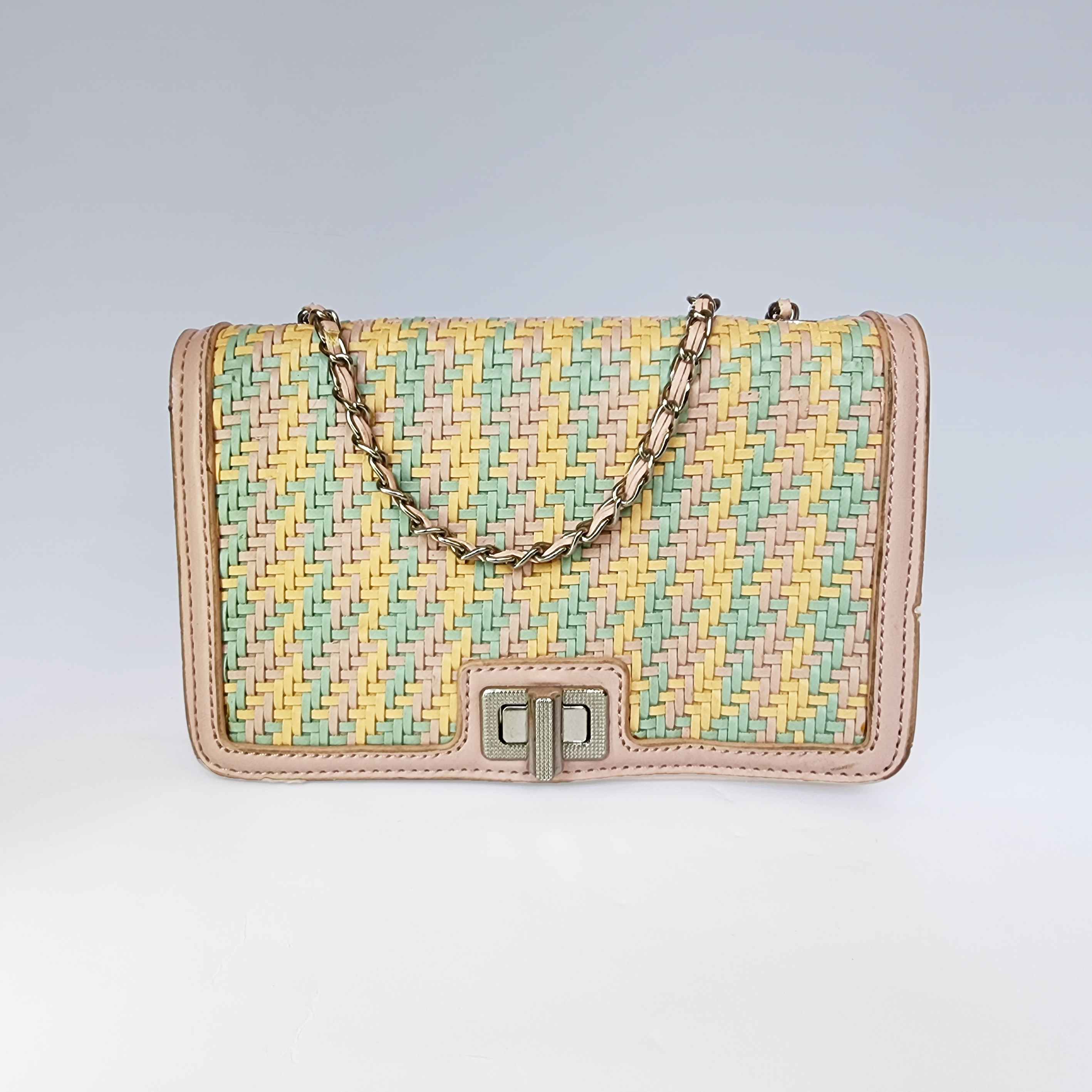 Charles & Keith Pastel Woven Chain Shoulder Bag