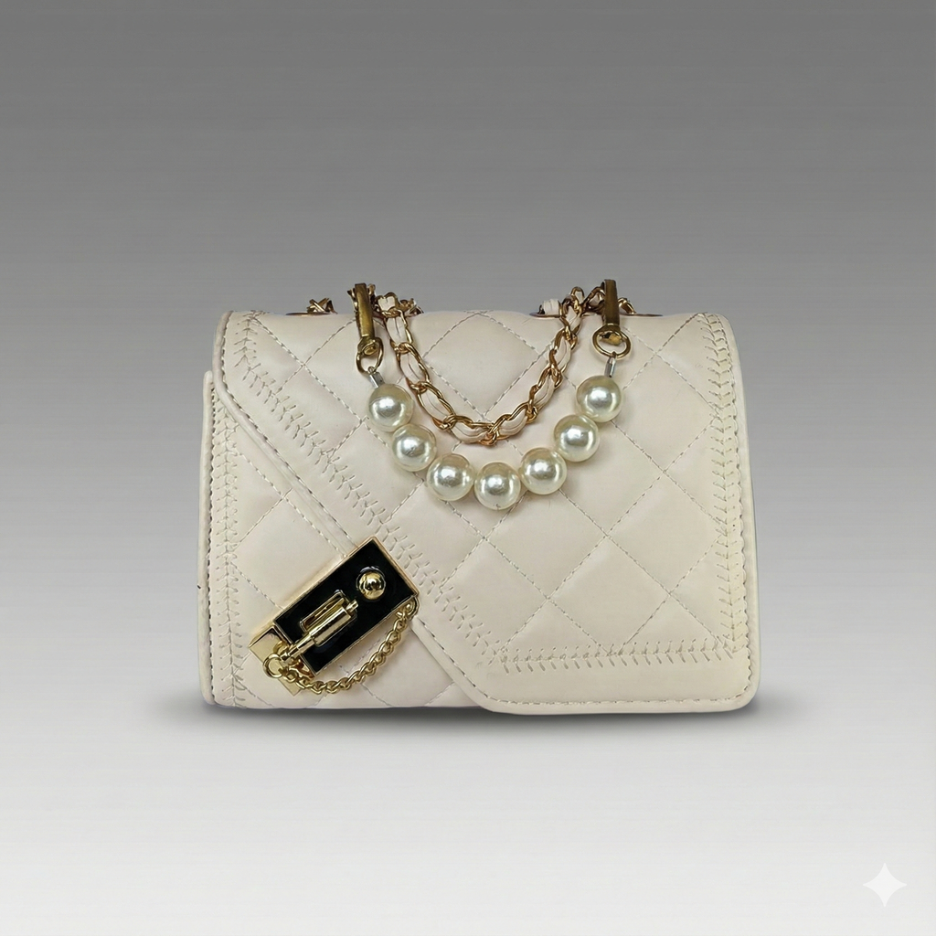 The Ivory Pearl Statement Bag – Chic & Quilted