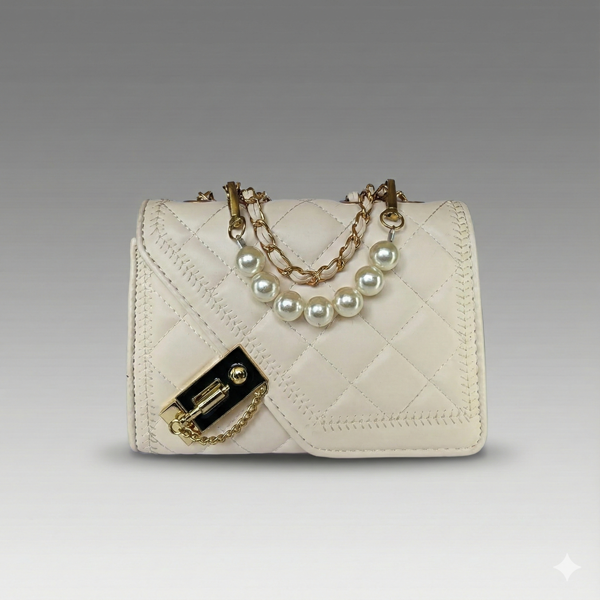The Ivory Pearl Statement Bag – Chic & Quilted