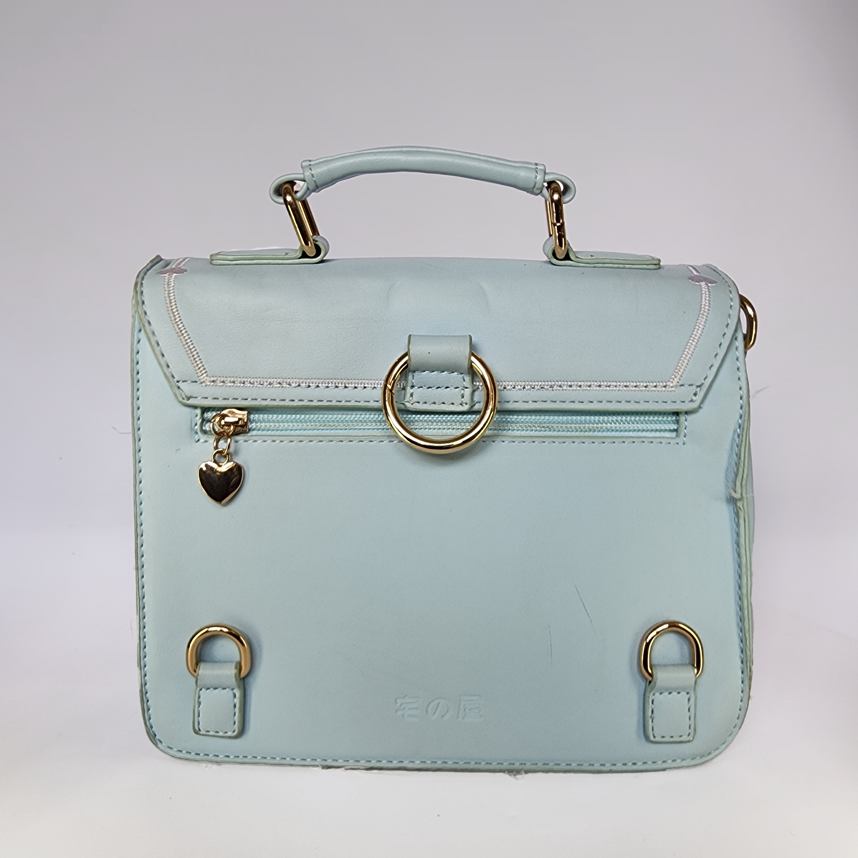 Pastel Blue Bow & Heart Satchel