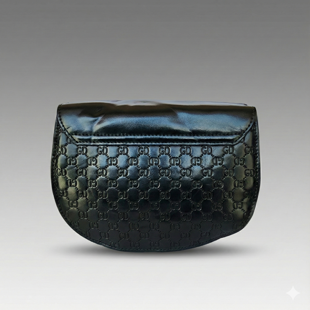 The Noir Monogram Saddle Bag – Edgy & Bold