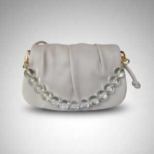 soft cloud dumpling bag with crystal bead chain