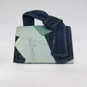the "urban edge" patchwork denim mini bag