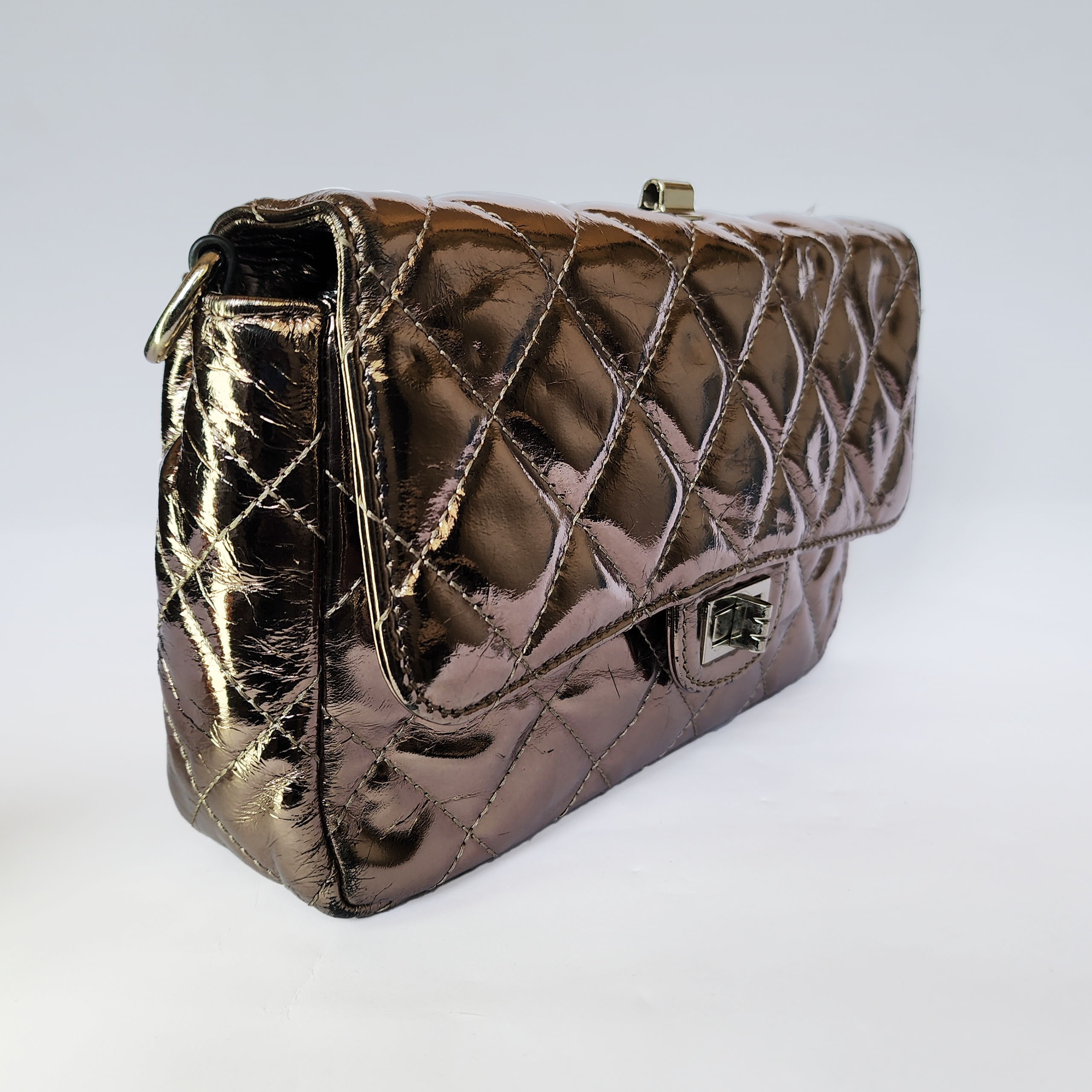 metallic bronze quilted mini flap bag – iconic glamour metallic bronze quilted mini flap bag – iconic glamour