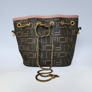 fion logo bucket bag – olive green with gold drawstring