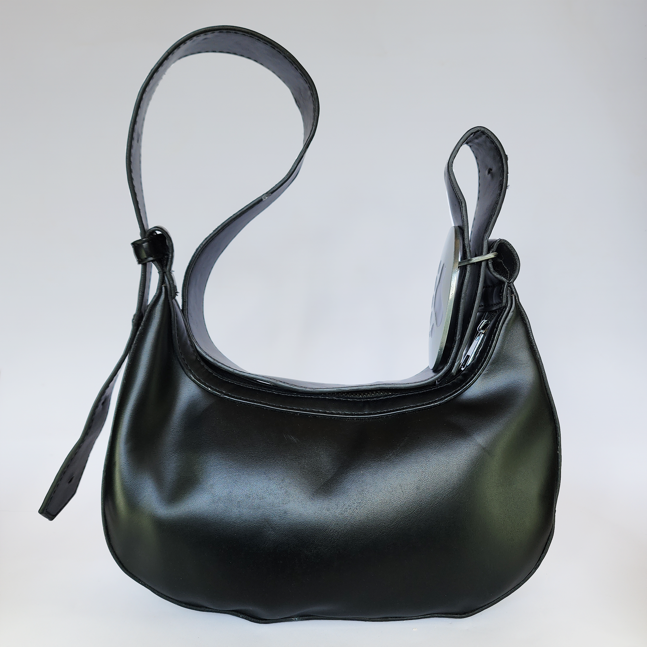 black "love yourself most" graphic shoulder bag black "love yourself most" graphic shoulder bag