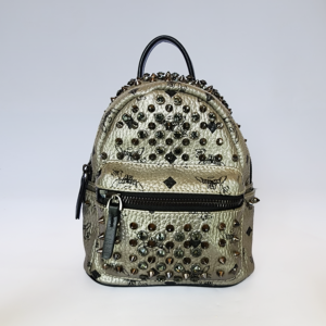 metallic "pigs can fly" studded mini backpack