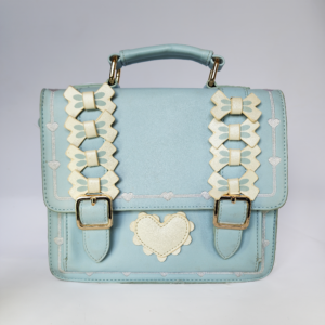 pastel blue bow & heart satchel